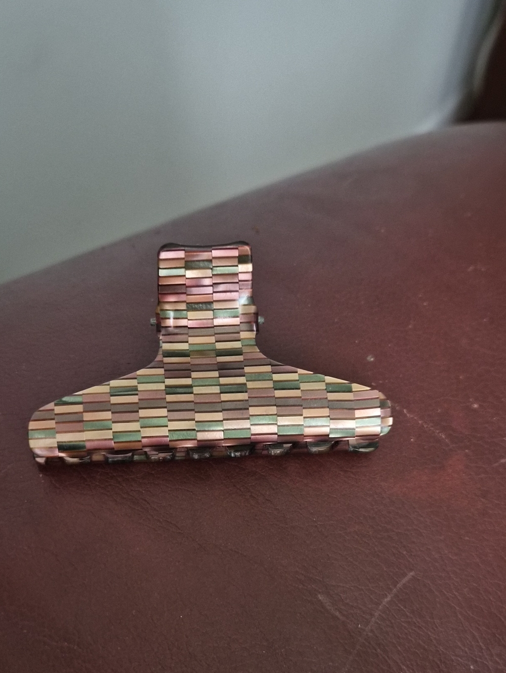 Vintage Creation Charles Wahba France Cellulose Acetate Hair Claw Clip Mosaic